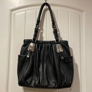 B Makowsky pebbled  leather black shoulder bag.